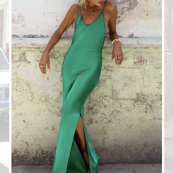 Rat And Boa Delphine Slip Maxi Dress Philosophy Di Lorenzo Serafini Green  Size US In